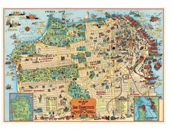 Cavallini & Co. San Francisco Map Poster, Archival Paper, Matte Print, 5 Pack