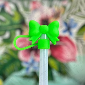 Coquette Straw Topper | Coquette Neon Green Straw Topper | Silicone Straw Topper | Bow Straw Cover | Stanley Accessory | Straw Topper |