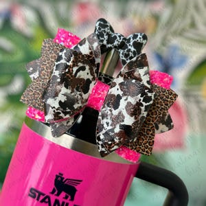 Western Stanley Bow | Rindsleder Stanley Bow | Leopard Stanley Schleife | Stroh Schleife Topper | Stanley Strohschleife Topper | Glitzer Stanley Schleife