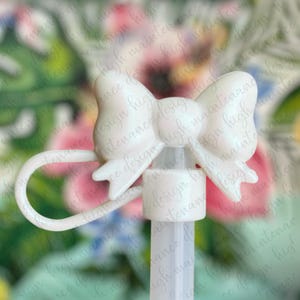 Straw Topper | Stanley Straw Topper | White Opal | Bow Straw Topper | 3D Straw Topper | Croquette Straw Topper | Silicone Straw Topper