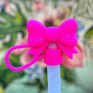 Coquette Straw Topper | Stanley Straw Topper | Glitter Straw Topper | Pink Parade | Bow Straw Cap |  Stanley Accessory | Bow Straw Topper |