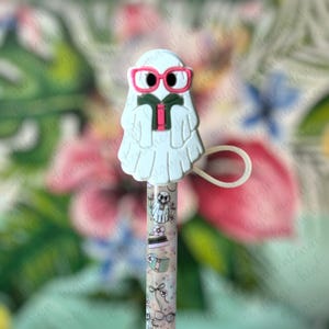 Bookish Ghost Stanley Quencher Straw Topper | Bookish Ghost Straw Topper | Stanley Accessory | Tumbler Accessory | Bookish Items | Reading |