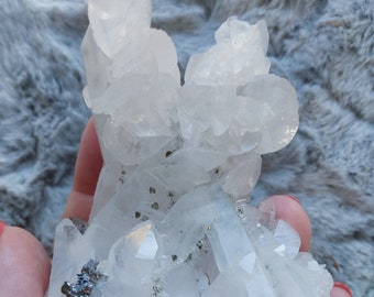 Bulgarian Quartz Cluster with Calcite, Galena, Pyrite, and Chalcopyrite, Poker Chip Calcite, Quartz Cluster, Clear Quartz