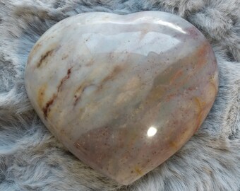 Beautiful Large Ocean Jasper Heart, Ocean Jasper, Sea Jasper, Crystal Heart, Jasper Heart, Heart Chakra Stone, Sacral Chakra Stone