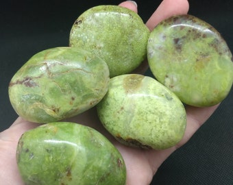 Green Opal Palm Stones, Polished Green Opal, Green Stones, Green Crystals