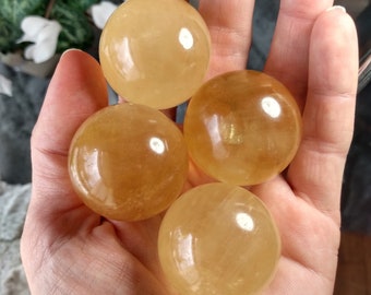 Honey Calcite Spheres, Amber Calcite, Optical Calcite, Calcite Sphere, Golden Calcite