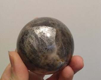 Black Moonstone Sphere from Madagascar, Moonstone, Crystal Ball, Feldspar, Orthoclase, Feminine Empowerment