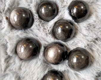 Small Silver Sheen Obsidian Spheres, Silver Sheen Obsidian Orbs, Crystal Ball, Obsidian Spheres, Volcanic Glass