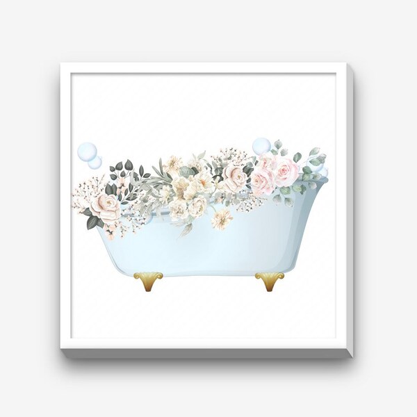 Floral Bathroom Art Etsy