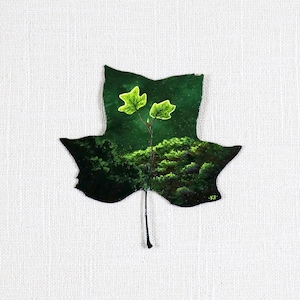 Preserved Leaf Art Print: Nature-Inspired Landscape Painting