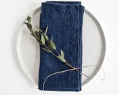 Set of 2 Navy Stone Washed Linen Napkins