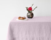 Pink Lavender Stone Washed Linen Tablecloth