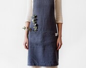 Dark Grey Stone Washed Linen Apron