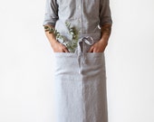 Light Grey Stone Washed Linen Garcon Apron