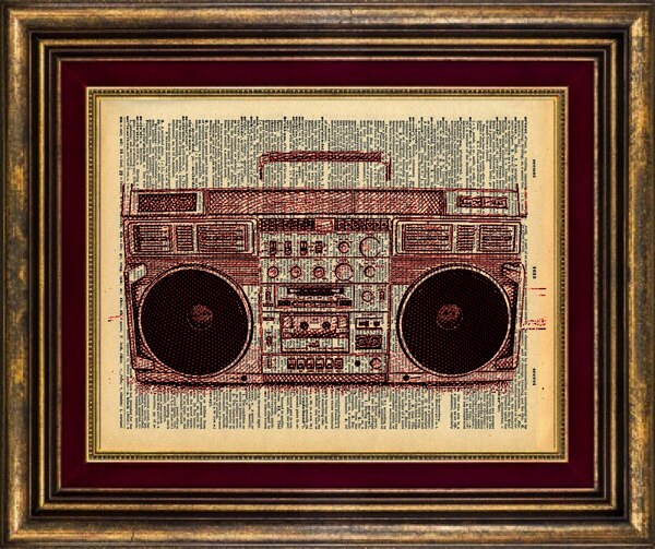 BOOMbox boom box Dictionary page art print book page art print Etsy