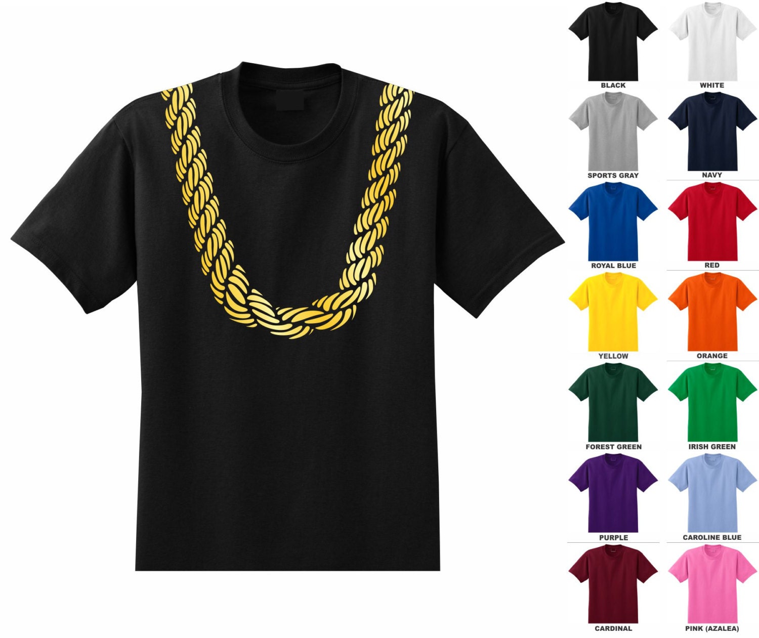 Gold Chains Black Adult T-Shirt