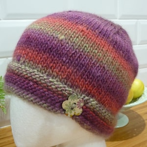 Variegated Pure Wool & Silk Winter Hat - 1867