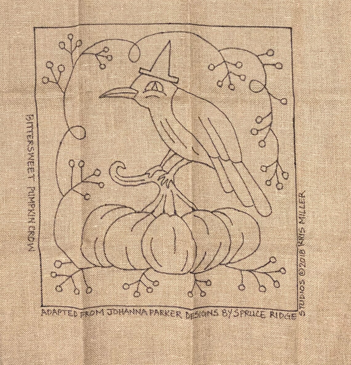 Rug Hooking Pattern Bittersweet Pumpkin Crow Halloween rug Etsy