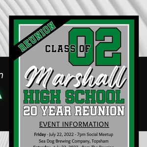 Class Reunion Canva Template 10 20 30 Any Year or Color Editable Invitation Custom Printable Template High School College Invite 5&quot;x7&quot;