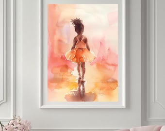 Little Ballerina Art Print, Watercolor Giclée for Nursery Girls Ballet Bedroom