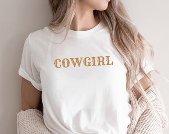 Cowgirl T-Shirt Brown Western White Rodeo Tee Y2K Vintage Letter Summer Slim Casual Cotton Concert Tee