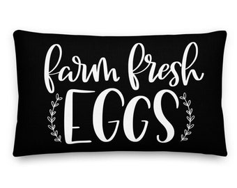 Chickens Lumbar Pillow Chicken Coop Farm Fresh Eggs Decor Farmhouse Throw Pillow Two-Sided Lumbar Pillow With Words