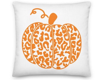 Fall Throw Pillow with Cover Leopard Pumpkin Pillow Fall Decor Cheetah Pumpkin Pillow Autumn Decor Farmhouse Decor Farmhouse Pillow