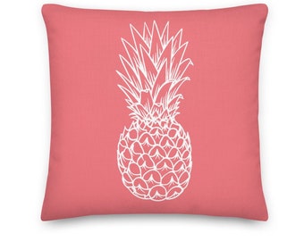 Pineapple Pink Coral Throw Pillow Cover Insert Tropical Beach Summer Ocean Home Decor Decorative Accent  Cushion