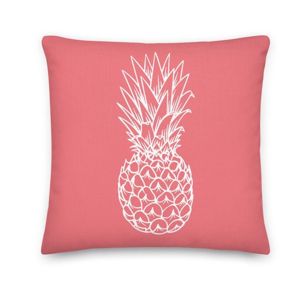 Pineapple Pink Coral Throw Pillow Cover Insert Tropical Beach Summer Ocean Home Decor Decorative Accent  Cushion