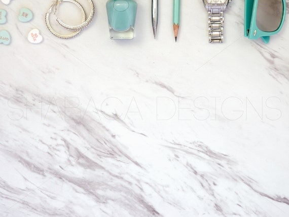 Turquoise Silver Marble Beauty Style Sunglasses Jewelry Mockup Styled