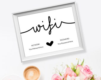 Aanpasbare sjabloon voor wifi-wachtwoordbord: gastenkamerinrichting (digitale download)