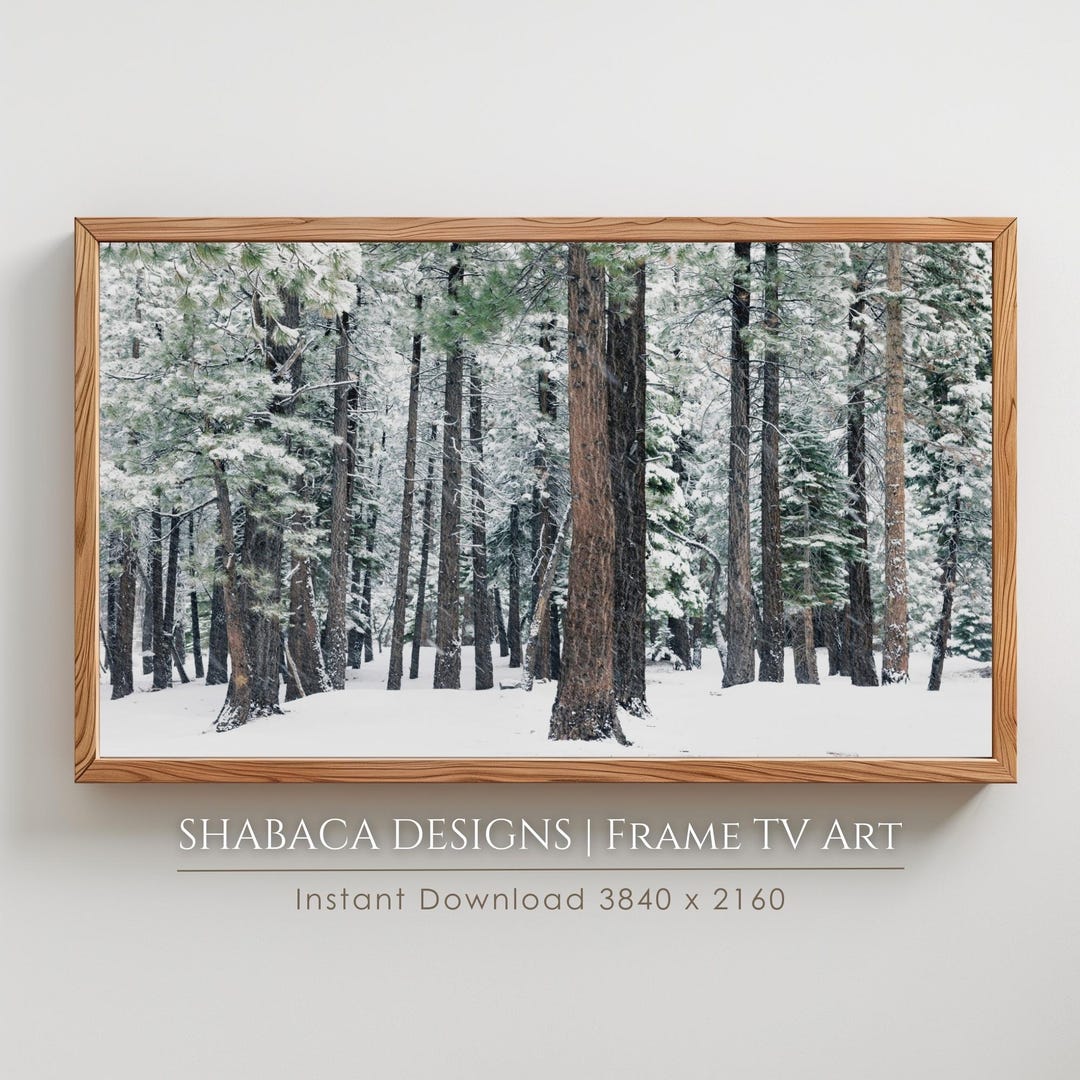 Snow Fall Frame Winter Forest Snowfall Frame TV Art: Christmas Holiday Decor (digital ...