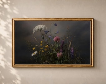 Moody Wildflowers Frame TV Art: Floral Summer Botanical Spring Decor Digital Download