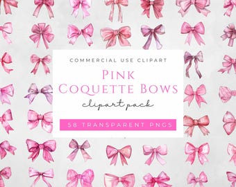 Rosa Aquarell Bögen Clipart: Kokette PNG Illustrationen (Digitaler Download)