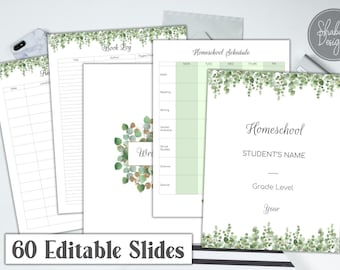 Homeschool Portfolio Evaluation Editable Homeschooling Review Template Binder Activity Book Log Attendance Calendar Field Trip Cover 60 Page