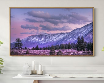 Frame TV Art Purple Mountain Samsung Frame TV Fall Winter Wall Art Home Decor Instant Download