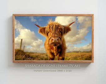 Highland Cow Samsung Frame TV Art: Rustic Farmhouse Decor (Digital Download)