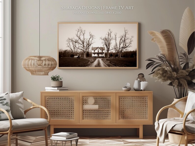 Halloween Frame TV Art Scary Black White Spooky House Samsung Frame TV