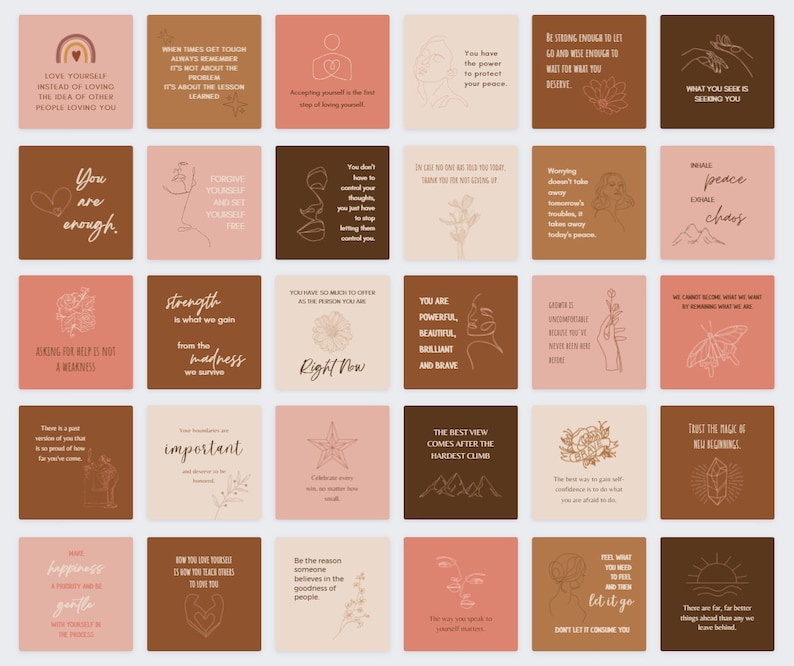 30 Affirmation Quotes Canva Template Instagram Printable Affirmation Cards Editable Instagram Posts