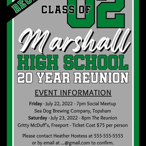 10 20 30 Year Class Reunion Any Year or Color Editable Canva Invitation Custom Printable Template High School College Invite 5x7 image 4
