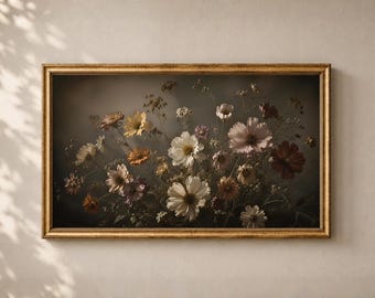 Moody Floral Frame TV Art: Wildflower Spring Botanical Summer Decor Digital Download
