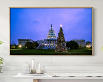 Christmas Frame TV Art Capital Washington Holiday Frame TV Art Winter Samsung Frame TV Art Christmas Home Decor Instant Download