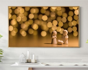 Samsung Frame TV Art Nativity Scene Christmas Winter Wall Art Christian Baby Jesus Holiday Home Decor Instant Download