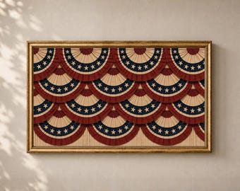 Fourth of July Vintage Flag Frame TV Art: Independence Day Summer 4th Decor Digital Download