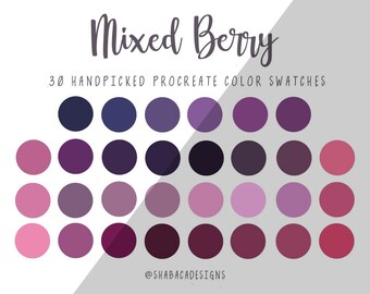 Mixed Berry Procreate Color Palette 30 Pink Purple Swatches iPad Lettering Graphic Design Procreate Tools Digital Art Illustration