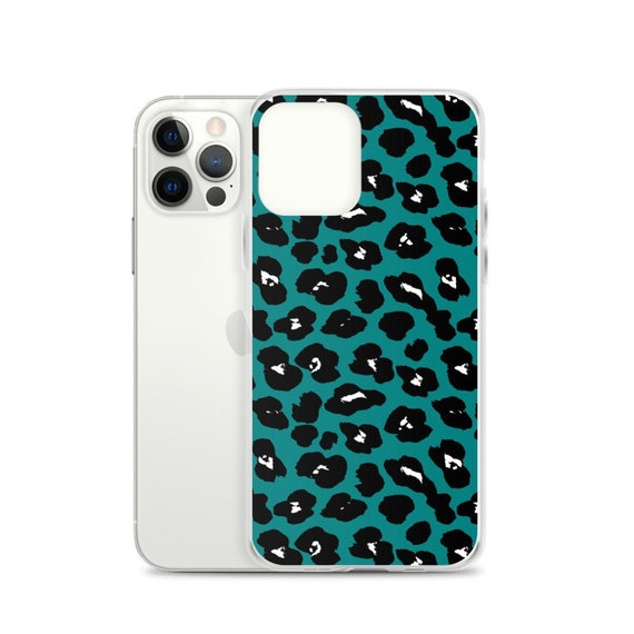 Aesthetic Iphone 12 Case Teal Black Leopard Cheetah Print Cute Etsy Canada
