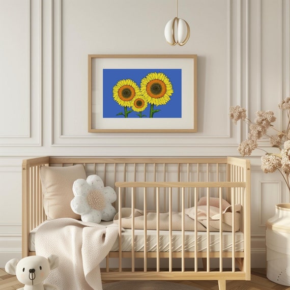 Nursery Prints Sunflower Baby Room Decor 