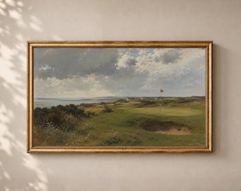 Vintage Golf Course Frame TV Art: Landscape Office Decor Digital Download