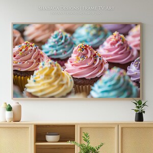 Happy Birthday Cupcakes Samsung Frame TV Art Party Decoration Holiday Wall Art Home Decor Art For Living Room Happy Birthday Cake Art