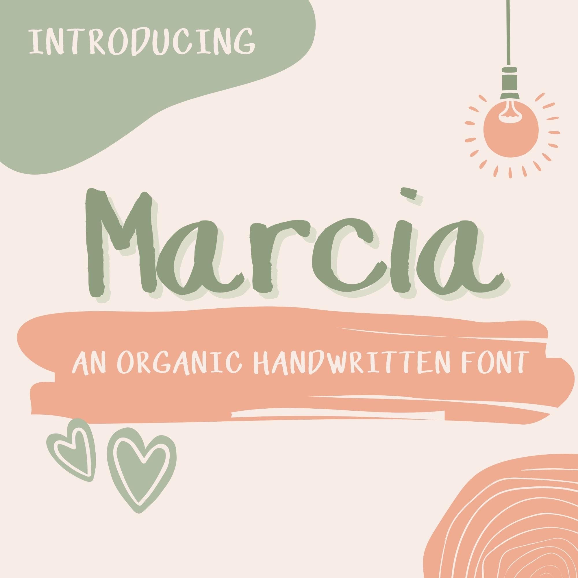 Handwritten Font Marcia Marker Sweet Cute Quirky Organic Hand-drawn Font for PC Canva Pro Procreate